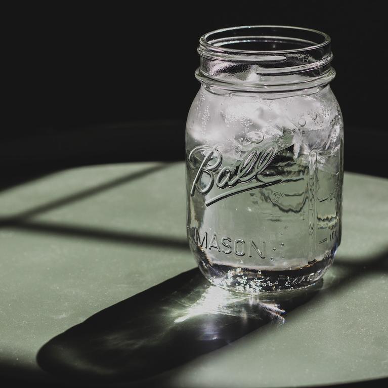 Ice water in a jar