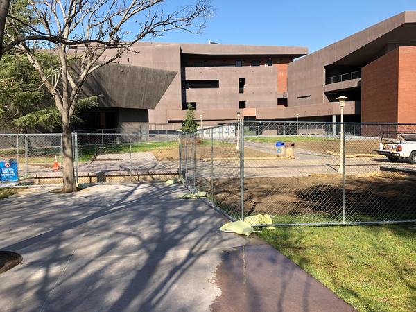 Arts Building with fencing