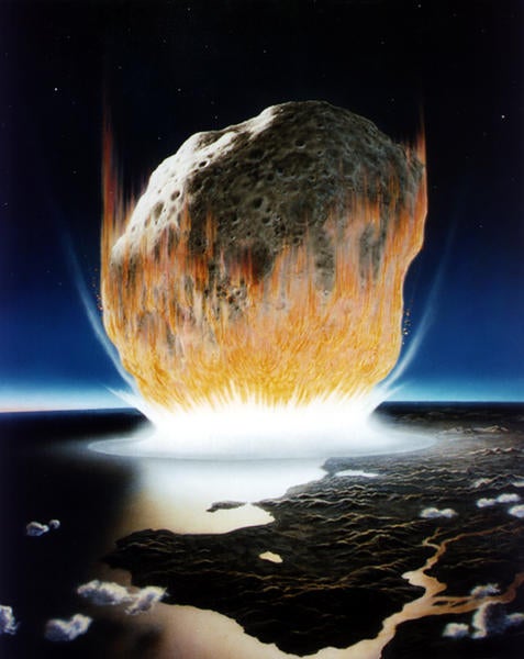 artist's rendering of the asteroid that killed the dinosaurs (NASA)