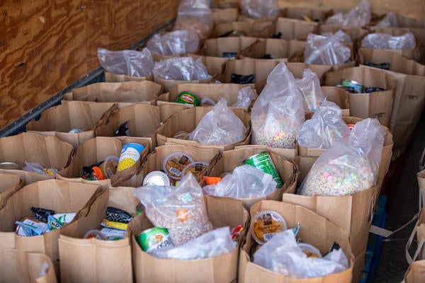 Pantry items packed in truck