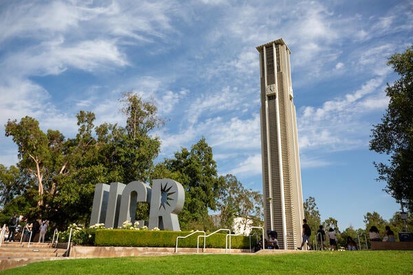 Bell tower and UCR sculpture