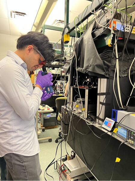 Student using laser spectroscopy
