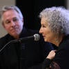 Tom Lutz, professor of creative writing and director of Writers Week, conducts a Q & A with  novelist Margaret Atwood during the start of the 42nd Annual Writers Week  on Monday, Feb. 4, 2019 at UCR.  (UCR/Stan Lim)