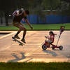 Skater and kid