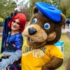 Scotty Bear with student dressed in drag, 2019