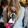 student and puppy