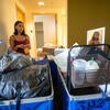 student moving in to residence hall