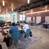 students in lounge area
