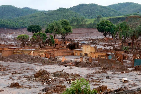 Devastation following Brazil’s 2015 Fundão dam break.