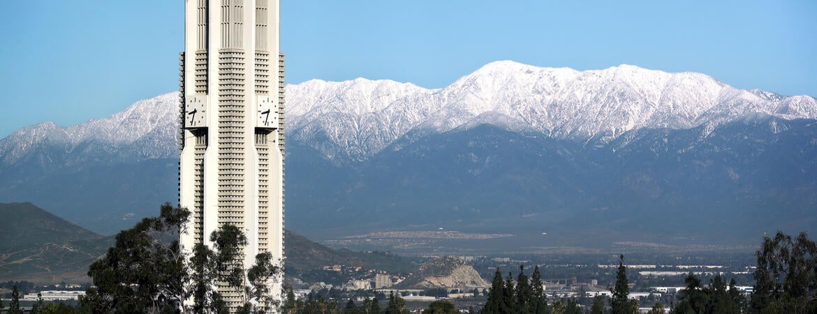 Bell tower and mountains 