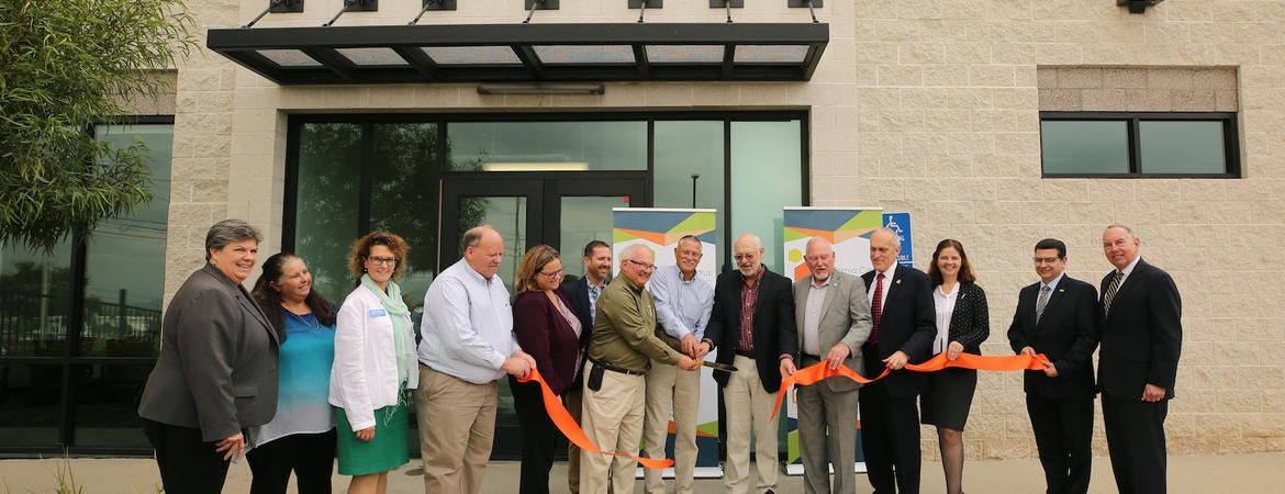 Ribbon cutting ceremony for UC Riverside's biosafety level 3 citrus research laboratory