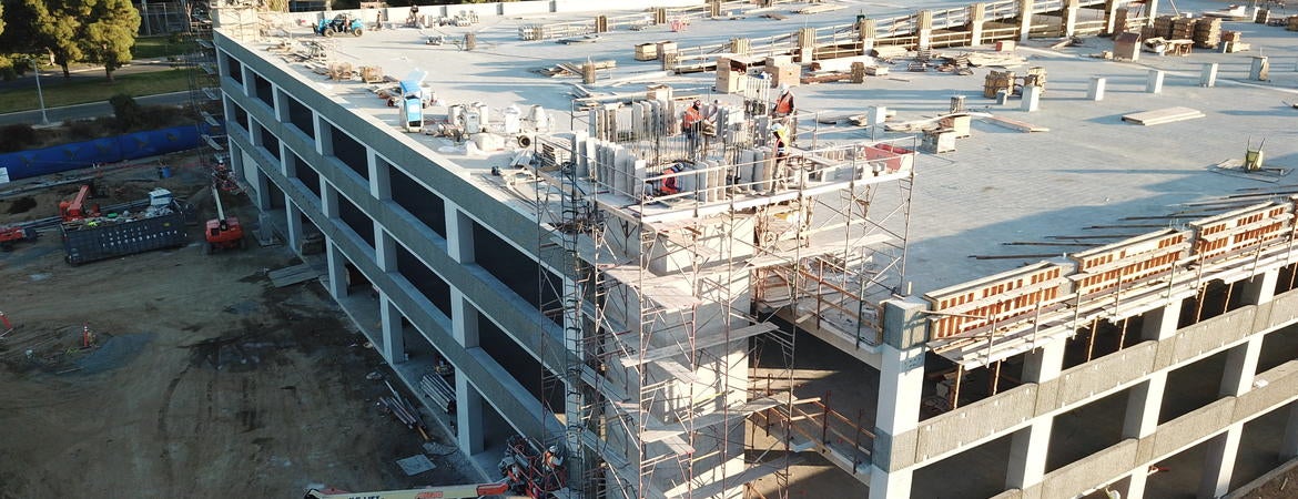 Parking structure aerial shot