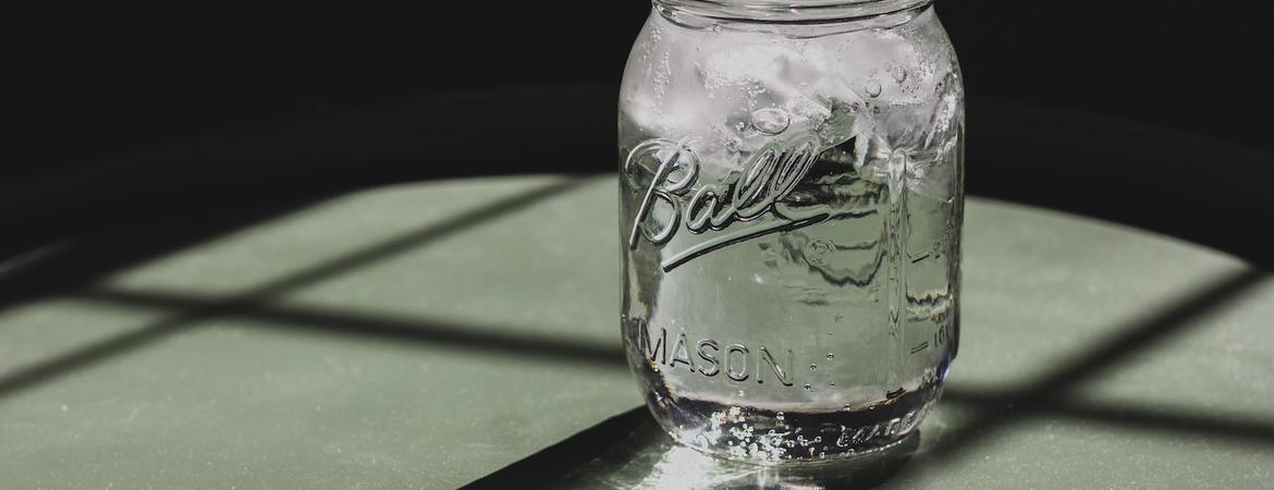 Ice water in a jar