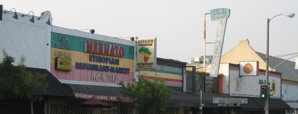 Storefronts in Los Angeles' "Little Ethiopia."