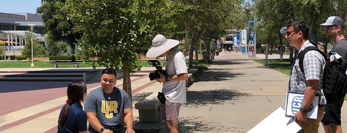 The College Tour filming on campus