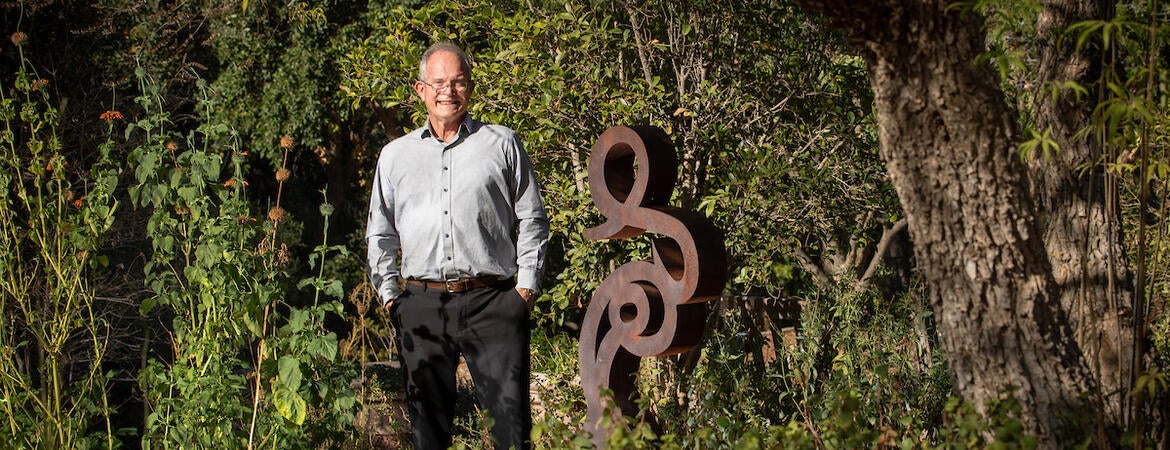 Sculptor in garden