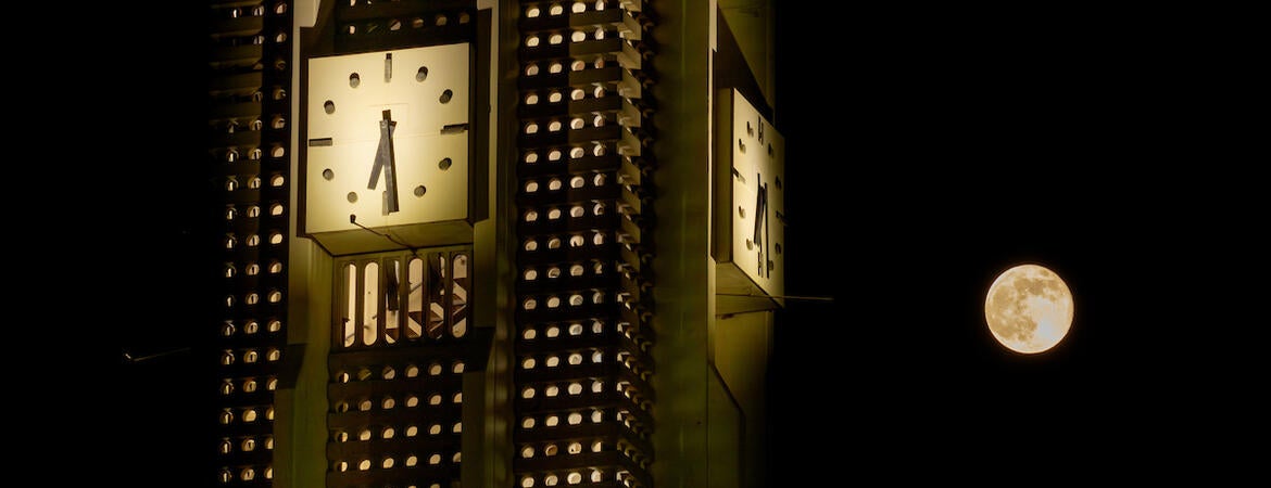 Bell tower and the moon