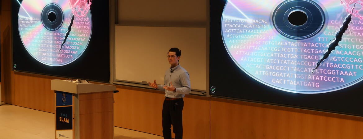 Student presents at Grad Slam