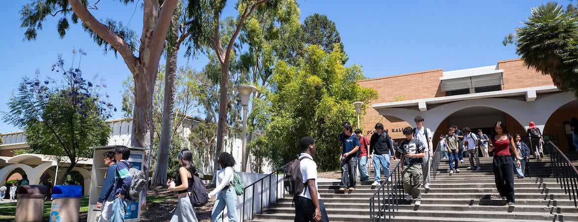 Student walking to class