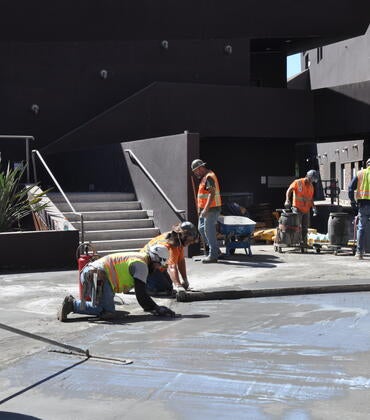 Crew works on Arts Building renovations