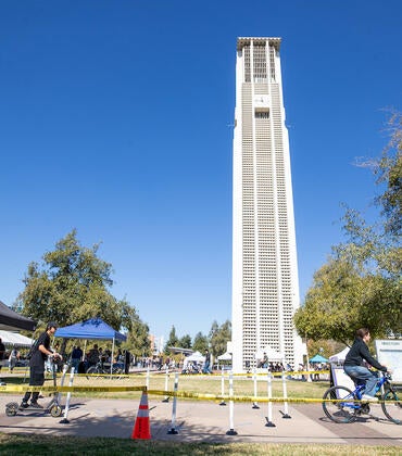 Scooter rider on campus