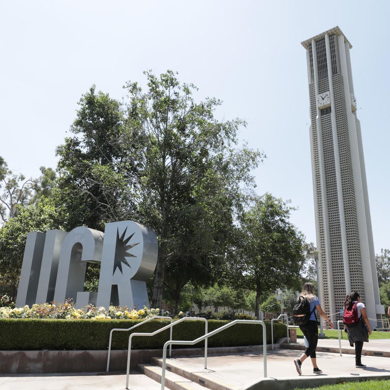 Bell tower and UCR sign