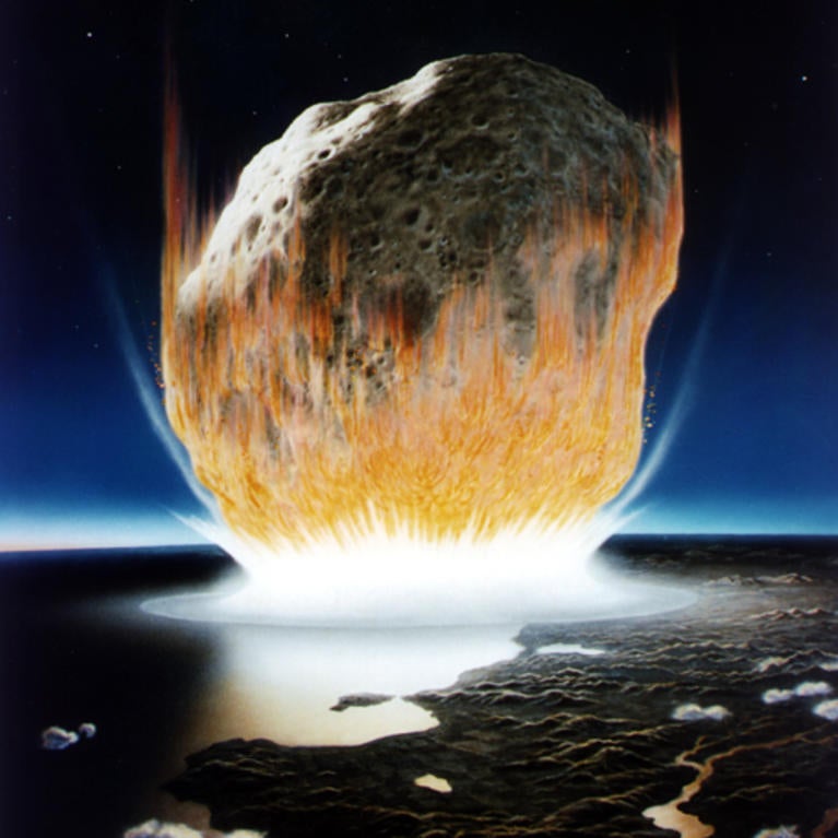 artist's rendering of the asteroid that killed the dinosaurs (NASA)