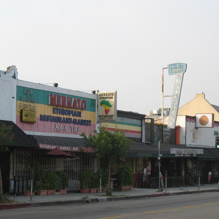 Storefronts in Los Angeles' "Little Ethiopia."
