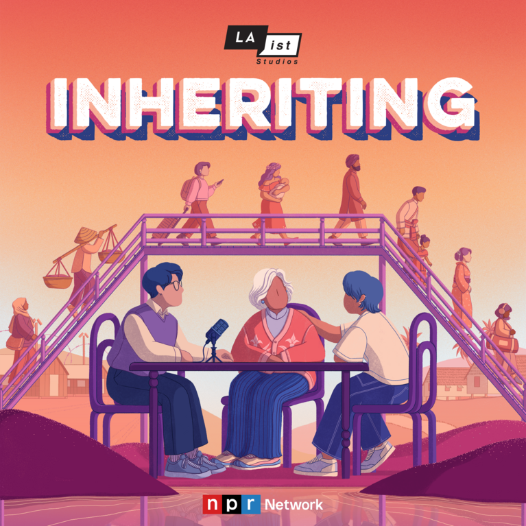 "Inheriting" podcast art. (LAist/Christina Chung)