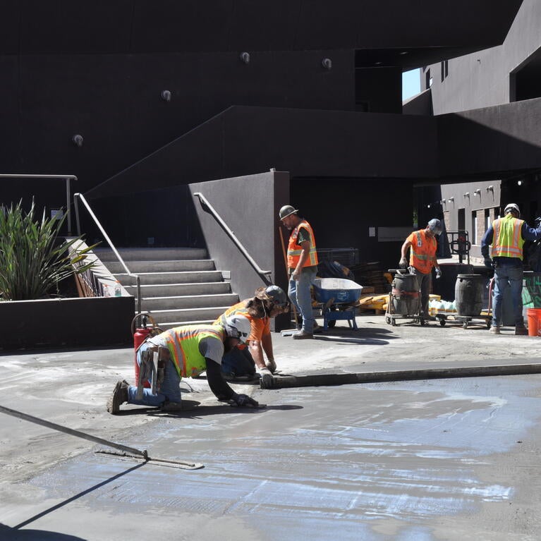 Crew works on Arts Building renovations