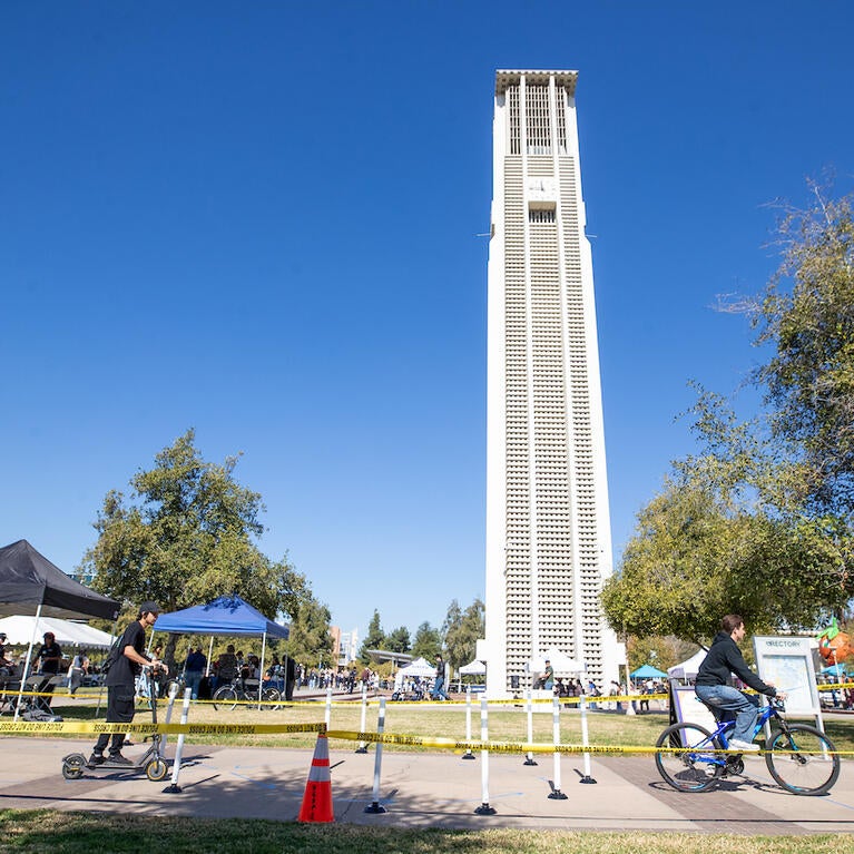 Scooter rider on campus