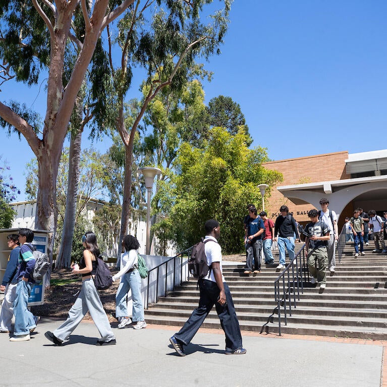Student walking to class