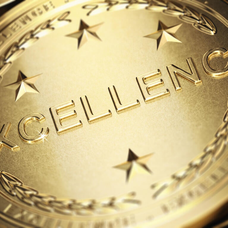 Excellence gold medal with stars