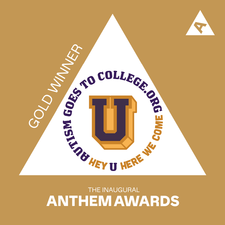 Anthem Awards logo with Autism Goes to College Gold Award