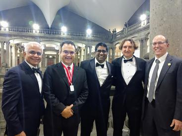 From right: UCR engineering faculty Christopher Lynch (Dean); Marko Princevac; Suveen Mathaudhu; Guillermo Aguilar; former UCR professor Shankar Mahalingam 