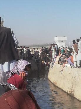 Kabul airport water trench