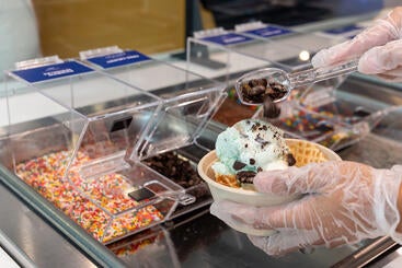 Toppings added to ice cream