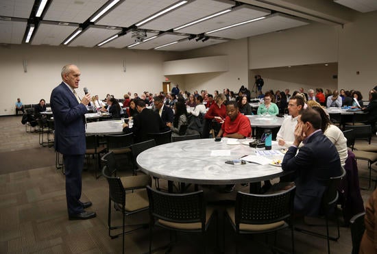 Wilcox addresses town hall audience