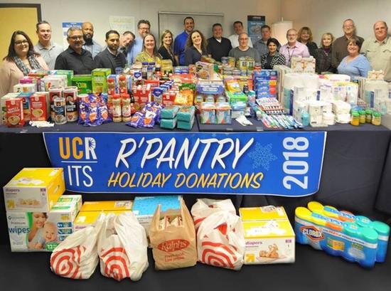 ITS staff with pantry donations