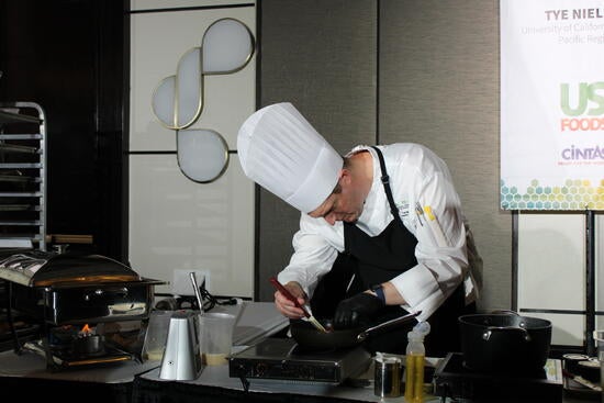 Chef Tye Nielsen cooking