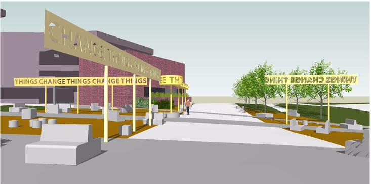 Art Mall rendering of Art Mall sculpture