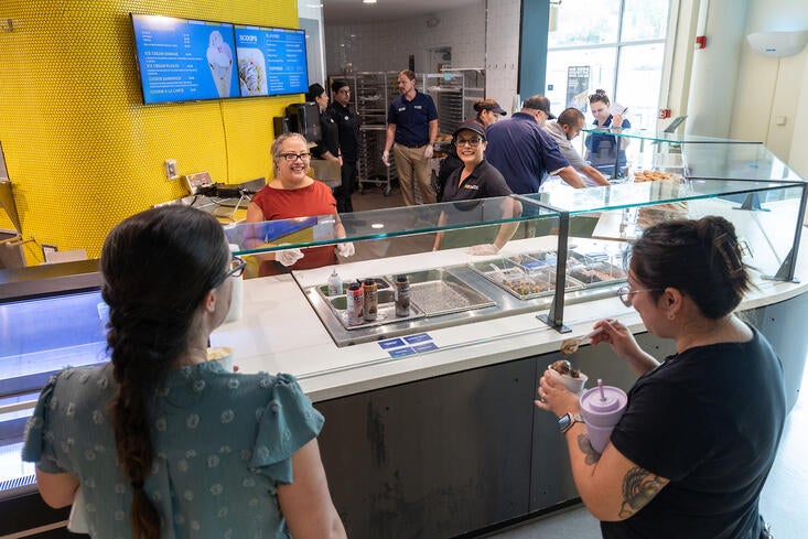 Ice cream shop serves employees