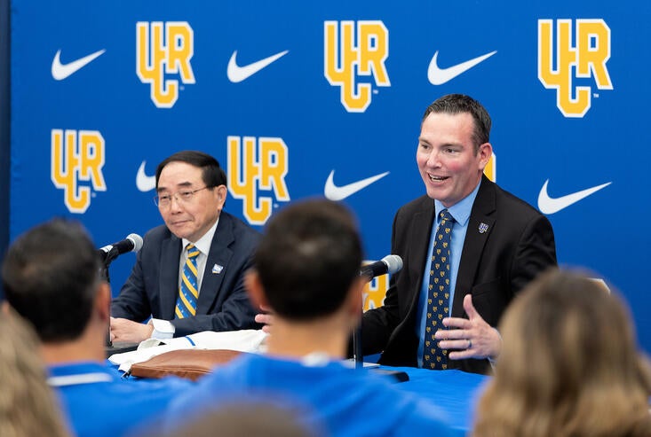 Chancellor Hu and athletics director Paules