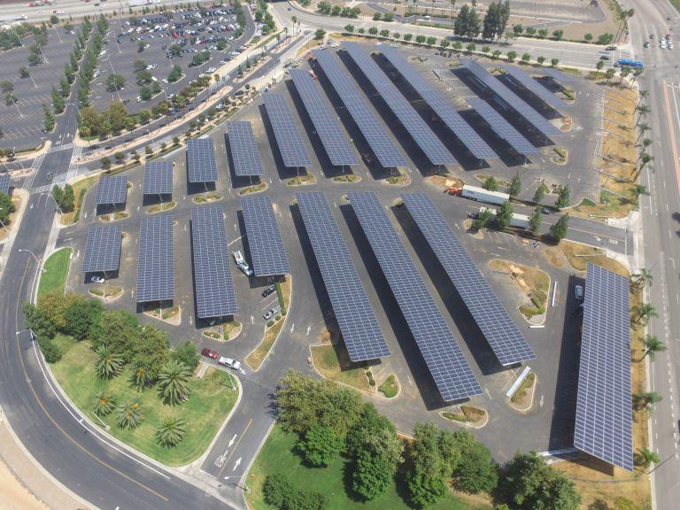 Solar panels in parking lot 30