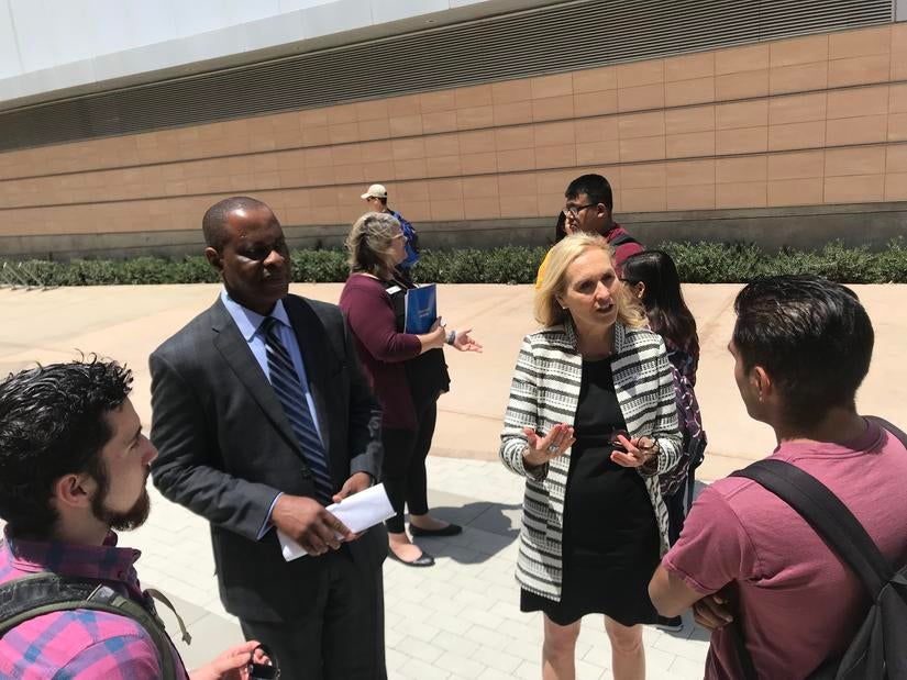 Peace Corps Chief of Staff Michelle Brooks meets UCR students.