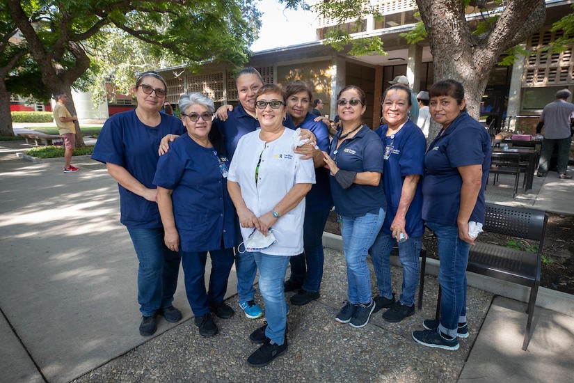 Facilities Services staff during the coffee social on Tuesday, July 27, 2021. (UCR/Stan Lim)