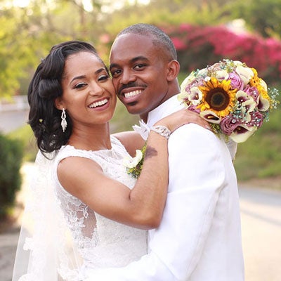 Alumni couple Raquel and Justin on their wedding day in 2016. Alumni couple Raquel and Justin on their wedding day in 2016.