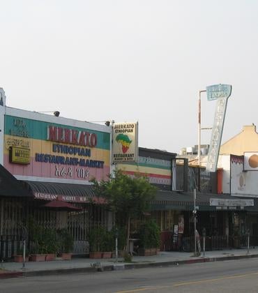Storefronts in Los Angeles' "Little Ethiopia."