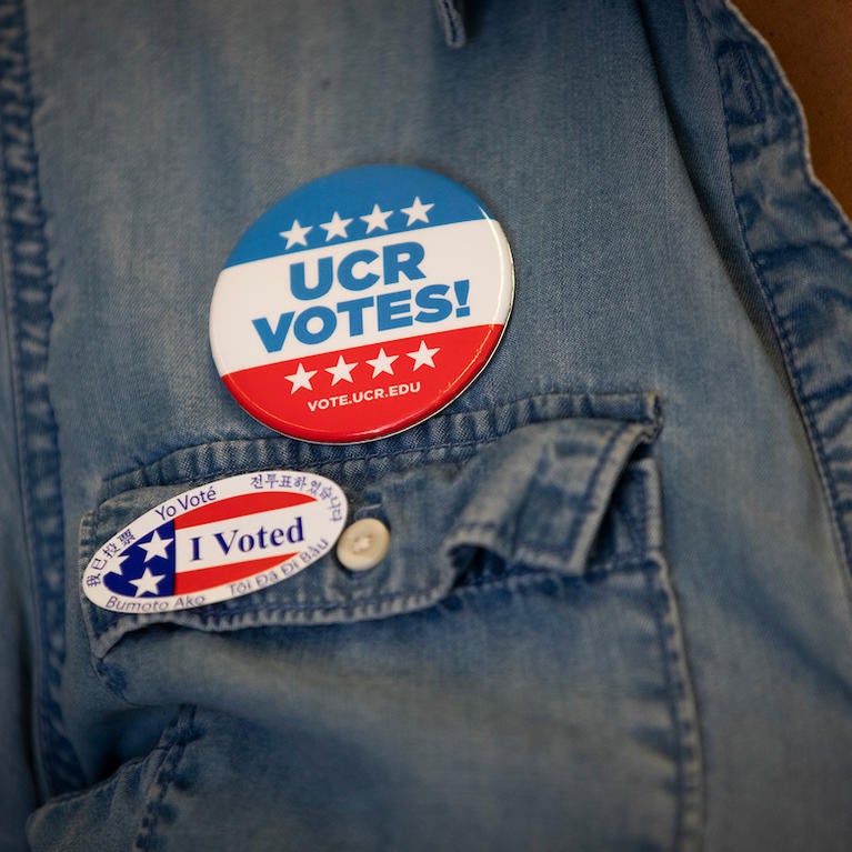 UCR voting sticker and pin